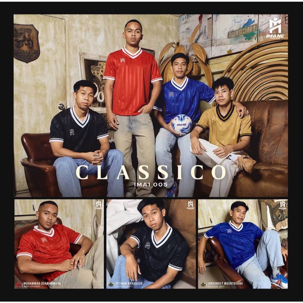 IMANE IMA1005 CLASSICO เสื้อกีฬา ปกและปลายแขนทอ Flat Knit กลิ่นอายยุค 80 มีมา 15 สี เบอร์ S-7XL