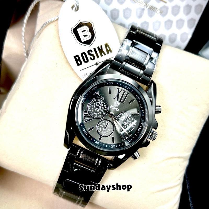 W3 นาฬิกาข้อมือสแตนเลสหน้าปัดกันรอย เพชร3จุด ทรงยอดฮิต Bosika แท้