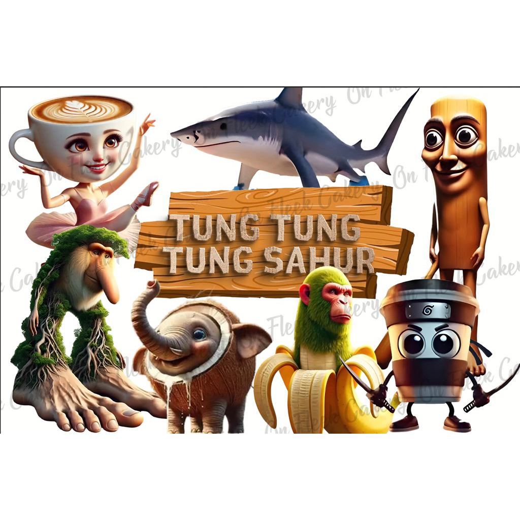 ป้ายปักเค้ก Tung Tung Tung Sahur ป้ายHBD ป้ายชื่อ