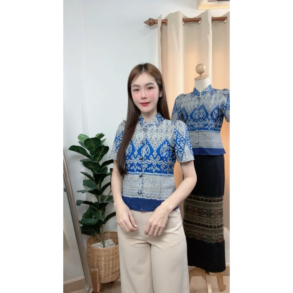 ผ้าฝ้ายหมักโคลนคอจีน สีกรมเทา