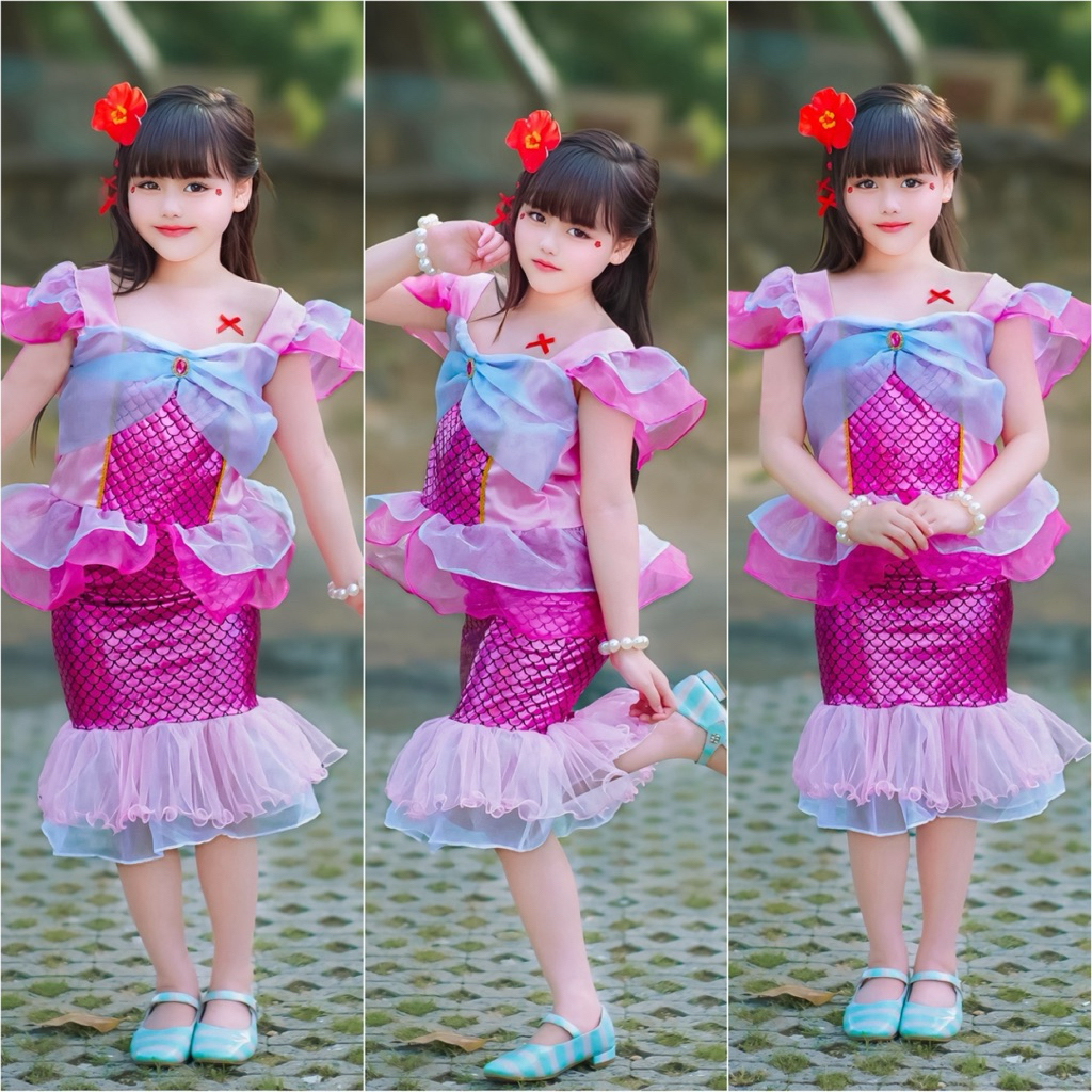 🟣#ชุดนางเงือกเด็ก💖#ชุดแอเรียล ❤️🍭🟣2-8ปี♥️299฿🌈🌈🌈