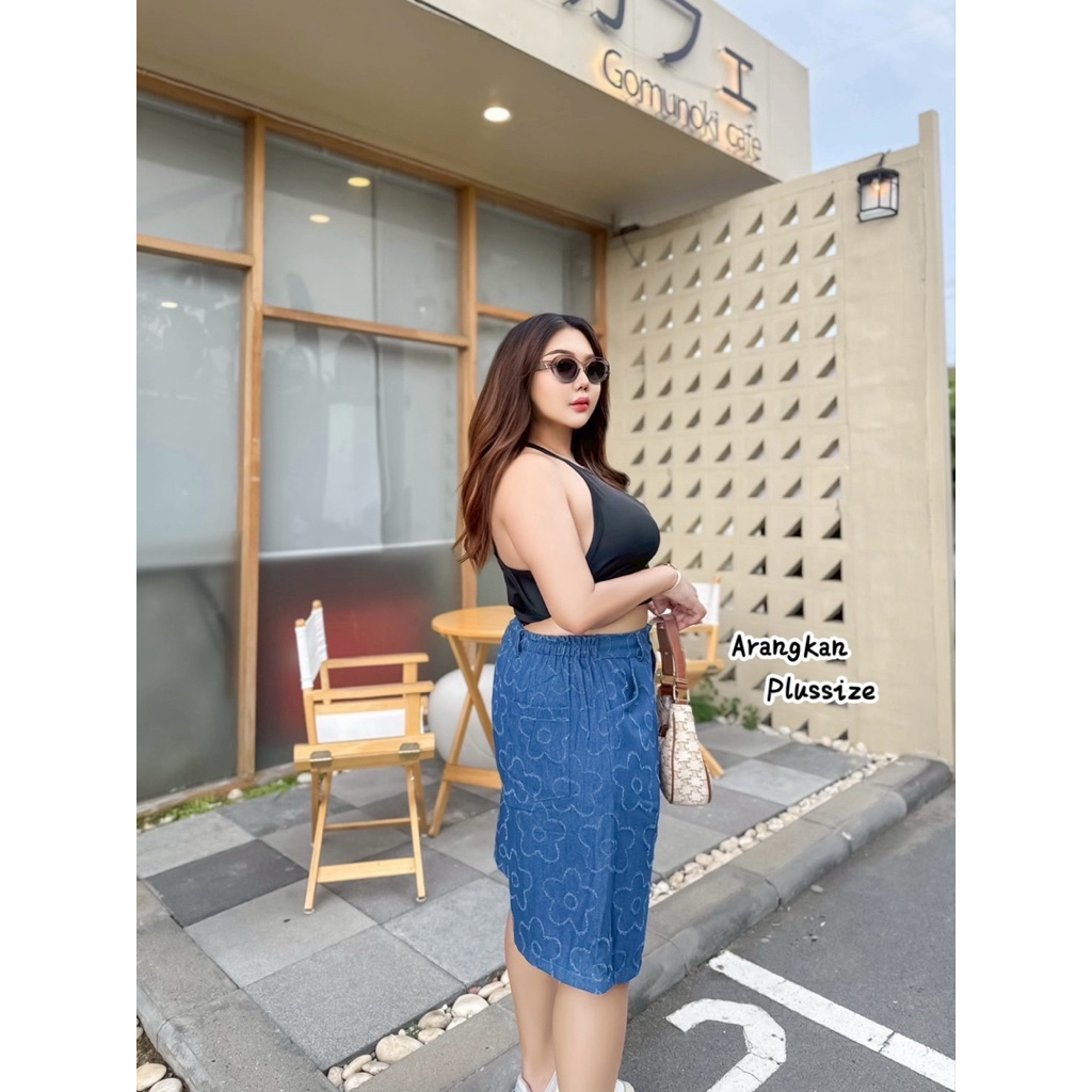 กางเกง 4ส่วน มีกระเป๋ากางเกง 2 ข้าง ผ้ายีนส์ลายหัวใจ/ดอกไม้ ไซส์ใหญ่ สาวอวบ YY - รูปที่ 2