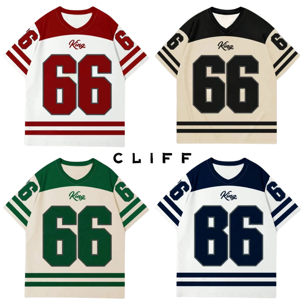 CLIFF สไตล์วินเทจแบบอเมริกัน เสื้อยืดแขนสั้น ลวดลายพิมพ์ หลวมสบาย คอลเล็กชั่นฤดูร้อนใหม่