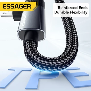 ESSAGER สายชาร์จเร็ว 7A USB To Type C To Micro 2 in 1 สำหรับโทรศัพท์ USB 2.0 480 Mbps 100W Cord