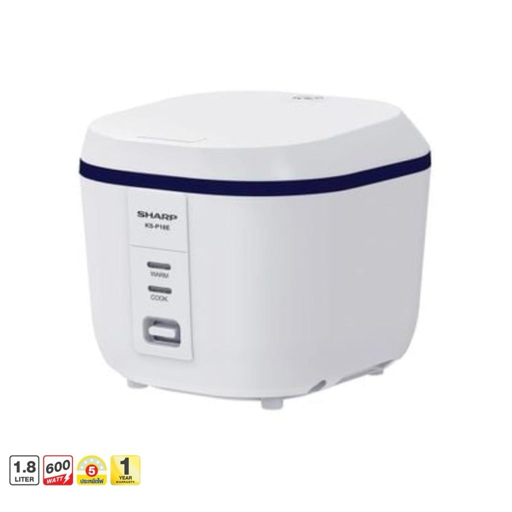 หม้อหุงข้าวอุ่นทิพย์ 1.8 ลิตร SHARP รุ่น KS-P18E สีขาว