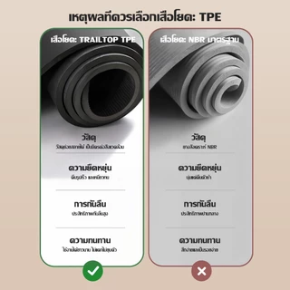 TRAILTOP เสื่อโยคะ หนา 6/8 mm. premium ทำจากยางธรรมชาติ TPE กันลื่นได้ดีขึ้น รองรับน้ำหนักได้ดี