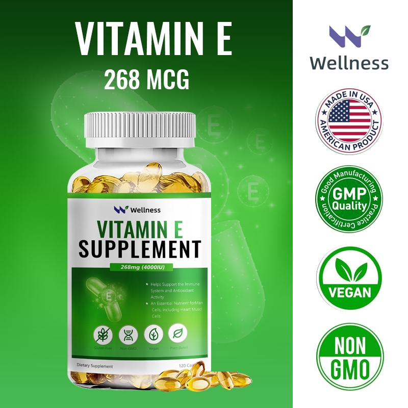 Wellness Vitamin E แคปซูลวิตามินอี 1,000IU สารต้านอนุมูลอิสระจากธรรมชาติ บำรุงหัวใจและผิวหนังและระบบภูมิคุ้มกัน