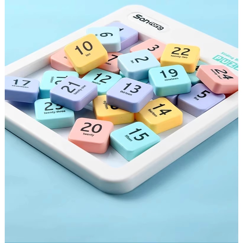 Number Slide Puzzle เกมเรียงตัวเลขแม่เหล็ก เกมสลับตัวเลข สีพาสเทล ฝึกสมาธิ พัฒนาสมอง เสริมทักษะ