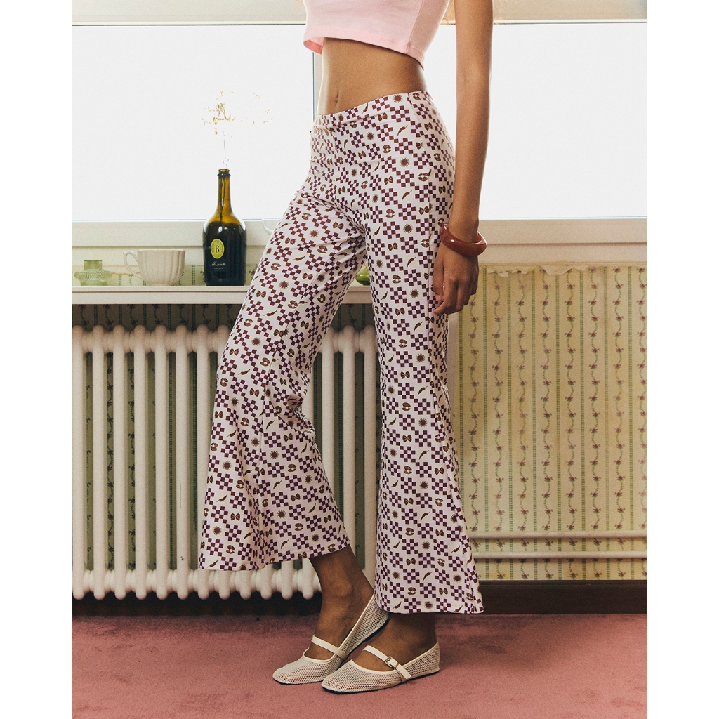 Mellow Everyday - Buono trousers กางเกงทรงขาบาน พิมพ์ลาย ตาราง