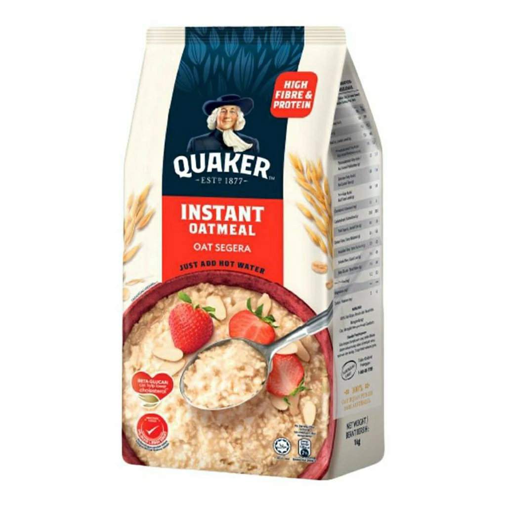 [ QUAKER ] เควกเกอร์ข้าวโอ๊ต🔴ปรุงสำเร็จ🔵สุกเร็ว ขนาด400 /800/1,000กรัม มีโปรตีน เบต้ากลูแคน ไฟเบอร์สูง
