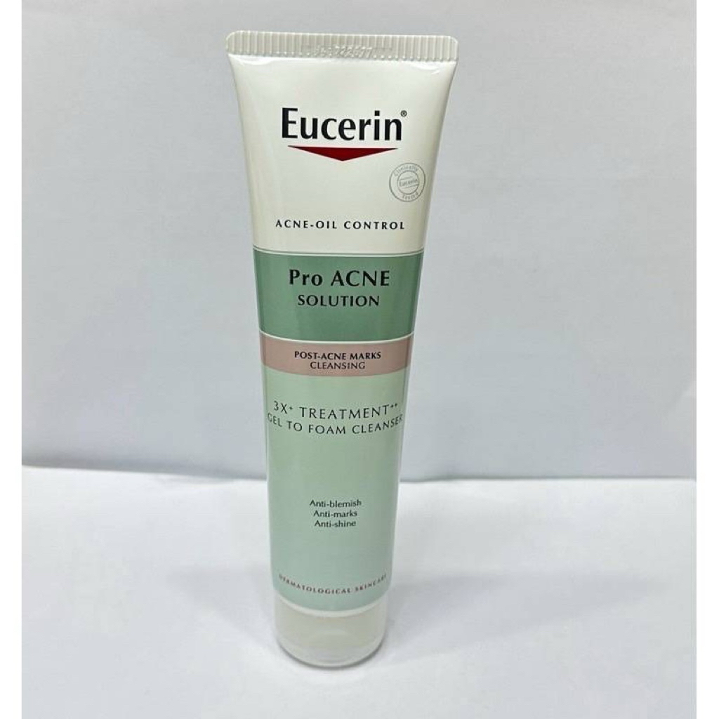 Eucerin Pro Acne ยูเซอริน โปร แอคเน่ โซลูชั่น 3x ทรีตเมนต์ เจล ทู โพม คลีนเซอร์ 150 ml Exp25/4/27 ราคา ถูกที่สุด ดีลบีเคเค แกลเลอรีภาพที่ 2