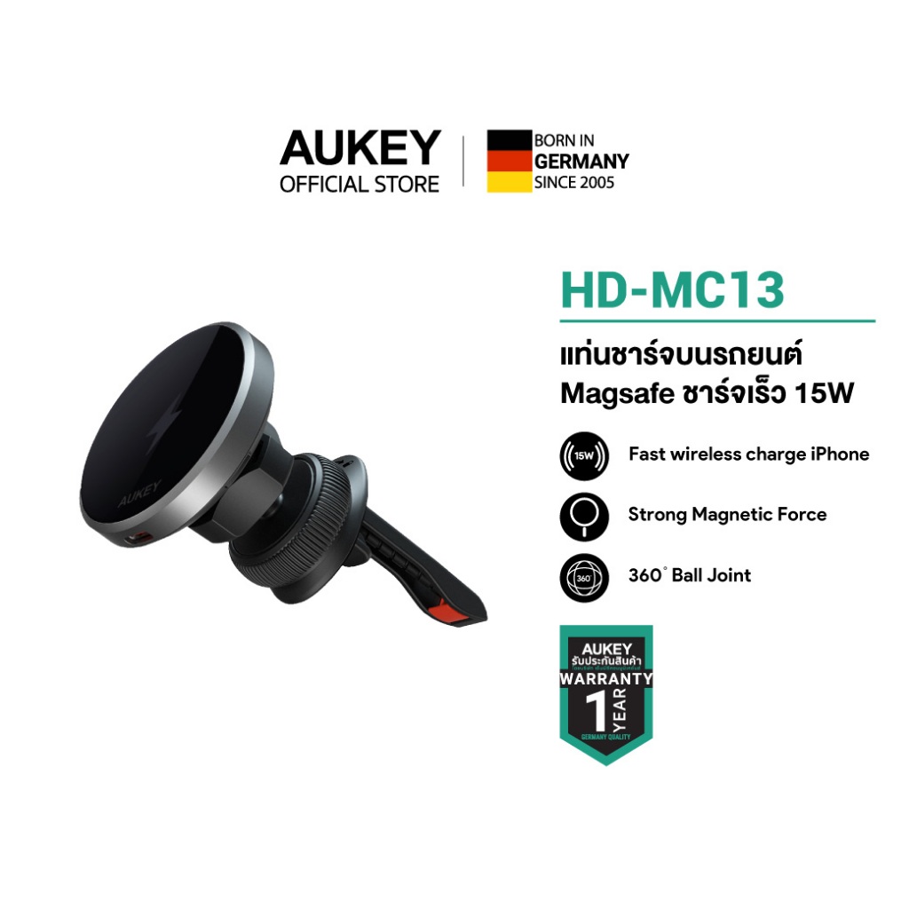 AUKEY HD-MC13 ที่ยึดมือถือในรถ Qi2 Wireless Charging Phone Mount with MagSafe