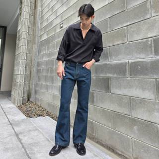 Golden Zebra Jeans กางเกงยีนส์ชายขาม้าสีสนิมเขียว สีฟ้าฟอกขั…