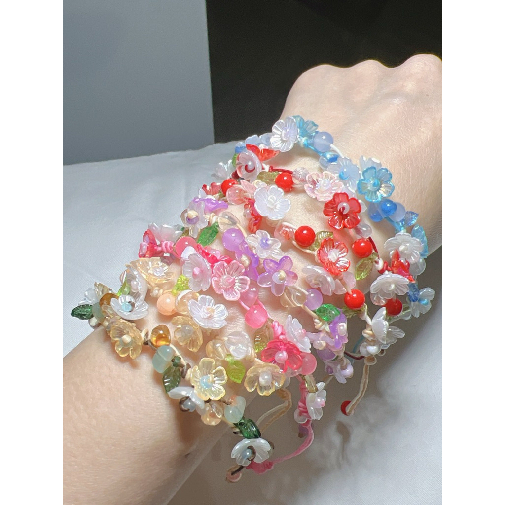 ข้อมือเชือกเทียนdiy กำไลเชือกเทียน กำไลดอกไม้