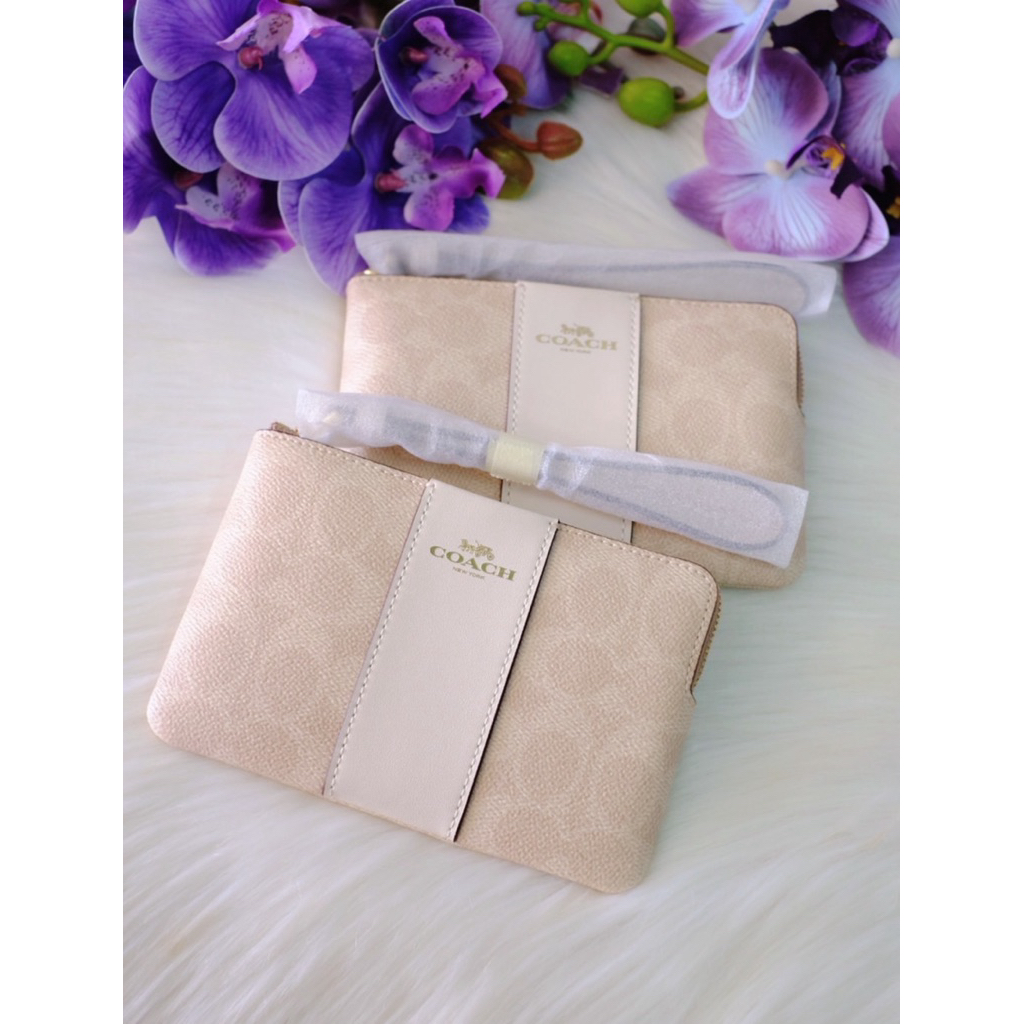 ❗️❗️แท้💯 กระเป๋าสตางค์ Coach Signature Coated Canvas And Smooth Leather(CW854)❗️❗️