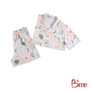 B'me ชุดนอนเสื้อแขนสั้นพร้อมกางเกงขาสั้น คอฮาวาย รุ่น ME8804 มี 4 สี สีวนิลา สีฟ้า สีม่วง