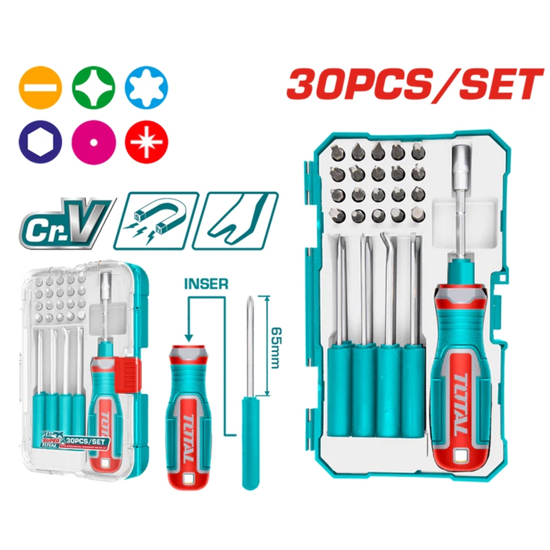 ไขควงอเนกประสงค์ 30 ตัวชุด TOTAL TACSD30306 Interchangeable Screwdriver