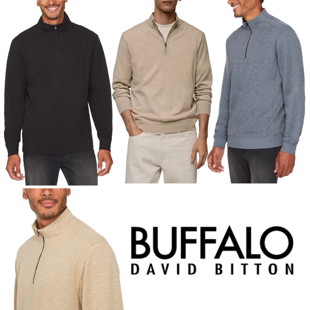 เสื้อแขนยาว Buffalo David Bitton Men's Quarter Zip Sweater