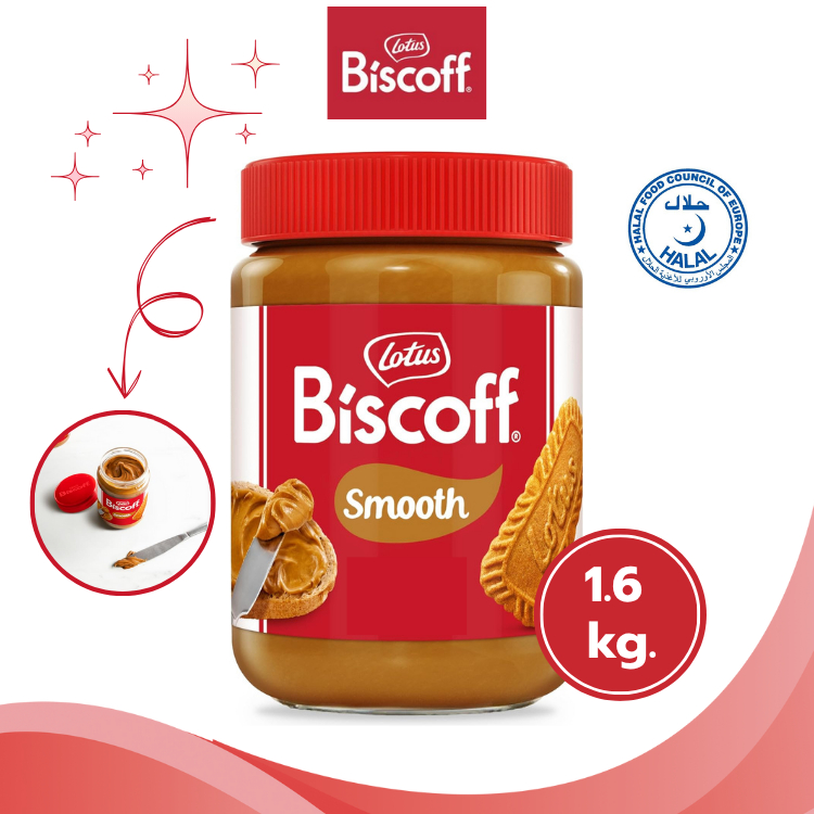 Lotus Biscoff Spread บิสคอฟ สเปรด ( สเปรดผสมบิสกิต ) - Smooth ขนาด 1.6 kg