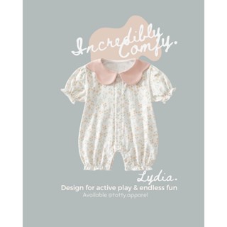 totty.apparel ชุดรอมเปอร์เด็กหญิง 3-12 เดือน ชุดเด็กอ่อนสีชม…