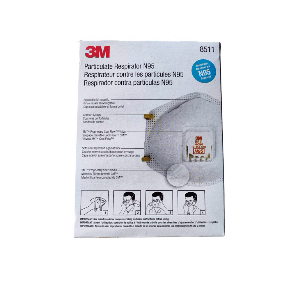 3M หน้ากากกรองพร้อมวาล์วระบายอากาศ มาตรฐาน N95 3M 8511 ของแท้ (ยกกล่อง10ชิ้น)