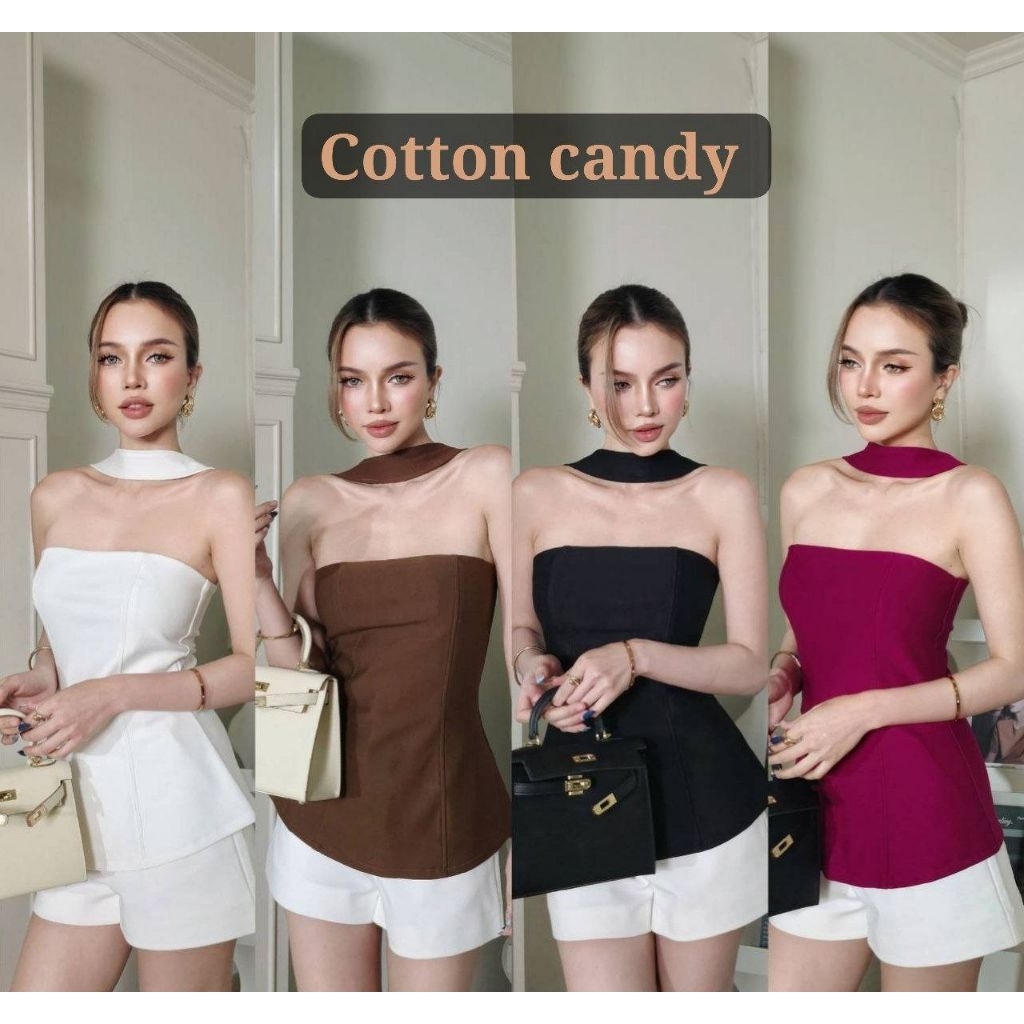 #COTTON CANDY 🍭เกาะอกดีไซน์สายคาดคอ New Montra premium top