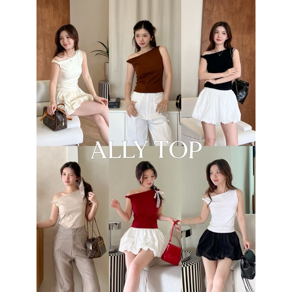 (เหลือ 357.- เก็บโค้ด “ร้านโค้ดคุ้ม 15%” ) SHOP.POPO-Ally top เสื้อแขนกุดไหล่บิดหนึ่งข้าง