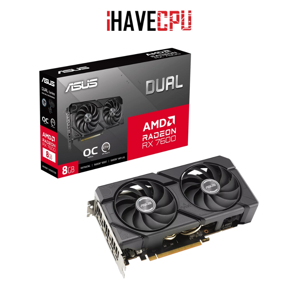 การ์ดจอ (vga) iHAVECPU ASUS DUAL RADEON RX 7600 O8G-EVO - 8GB GDDR6