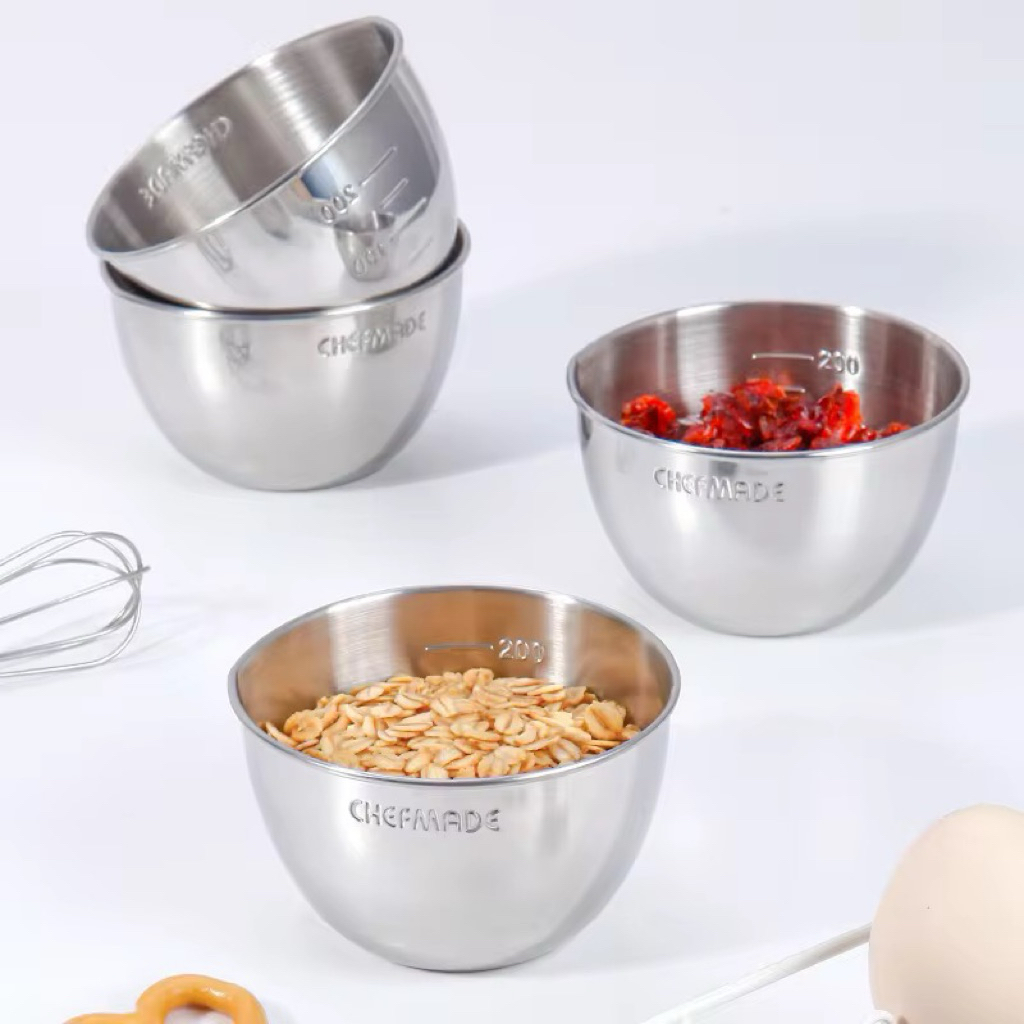 ชามสแตนเลส ถ้วยแบ่งเตรียมส่วนผสม ชามผสม chefmade wk9961-4 / wk9961