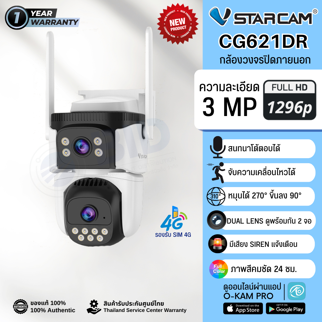 Vstarcam CG621DR Dual-lens กล้องวงจรปิด IP Camera ใส่ซิม