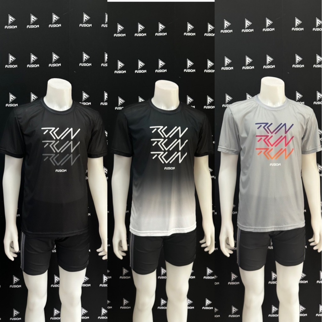 ผ้า AirFlow เสื้อยืดคอกลม เสื้อออกกำลังกายพิมพ์ลาย FUSION