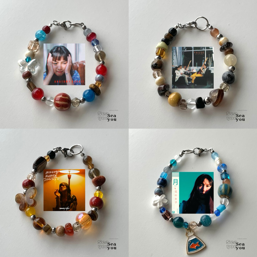 ⛵️สร้อยข้อมือหินปกเพลง/เลือกเพลงเองได้💿 ( Handmade/แจ้งไซร้cm/อะไหล่สแตนเลส/ไม่แถมจี้ห้อยโซ่** ❣️)