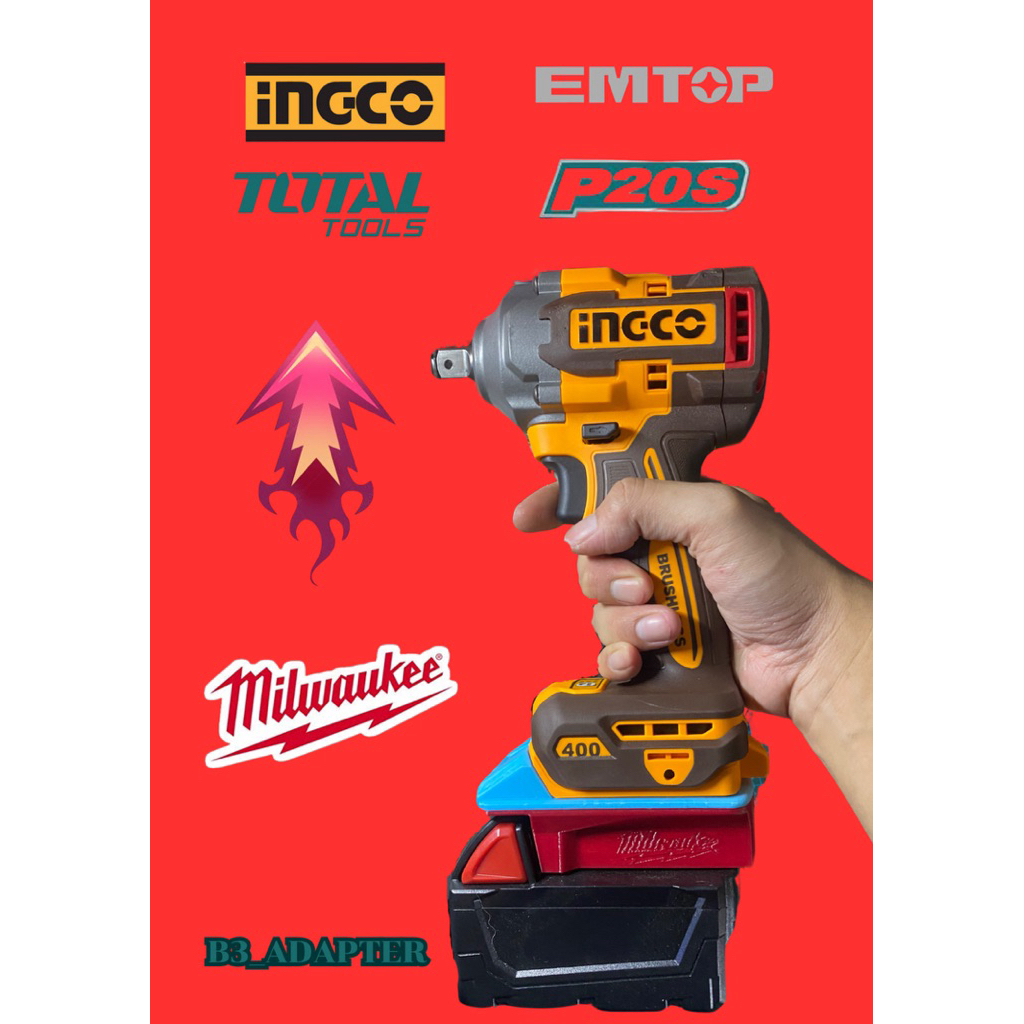 อะแดปเตอร์ Milwaukee 20v ใช่กับเครื่องมือ INGCO - TOTAL 20v