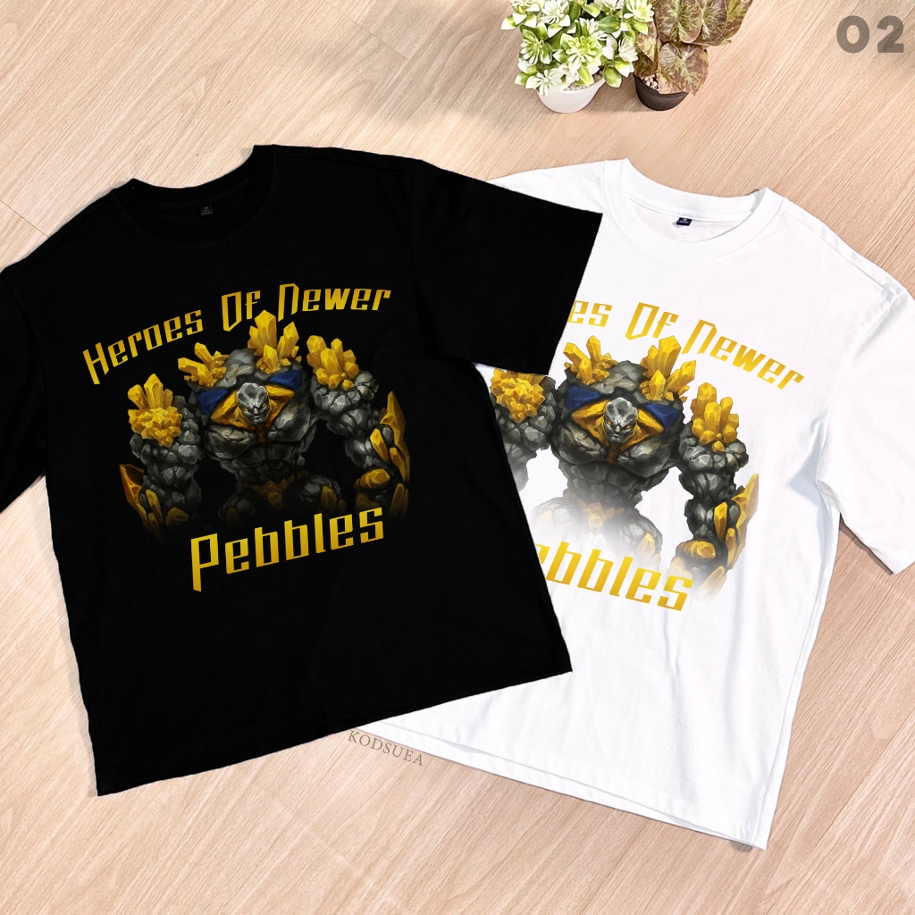 เสื้อยืดลาย “Pebbles” จากเกม Heroes of Newerth Cotton 100% "Kodsuea" คอกลม