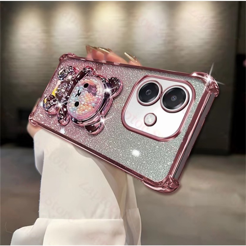 เคส หมีน่ารัก สำหรับ OPPO A6S A6T A6C A6 A6X A6PRO A5X A5i A3 A3X A5PRO  กันกระแทก ป้องกันกล้อง หมีLOVE กริตเตอร์ หรูหรา