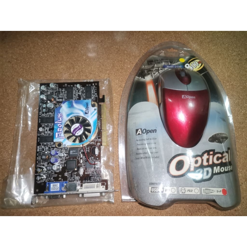 การ์ดจอ​ AOpen​ Aeolus GeForce 4 Ti4200 8X​ 64MB​ DDR​ VGA/DVI/S-Video + AOpen Optical 3D Mouse 800d