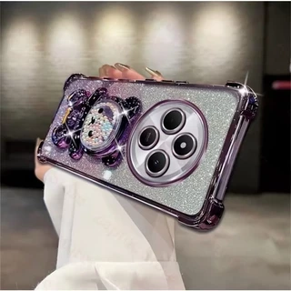 เคสโทรศัพท์ สำหรับ Redmi 14C A3 15C Note15 15Pro 15Pro+ POCO C75 M8 M8Pro กันกระแทกมุม หมี LOVE กริตเตอร์ น่ารัก ตั้งได้