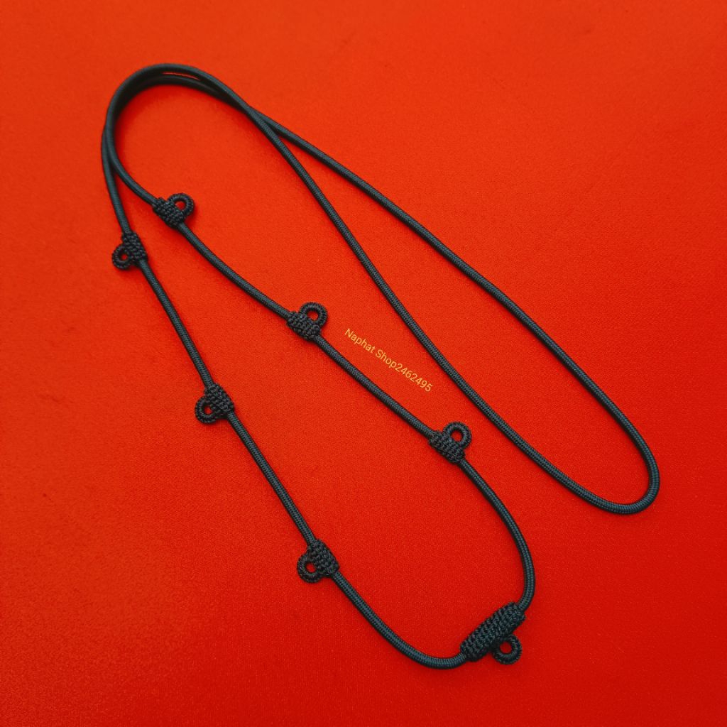 สร้อยคอเชือกร่มงาน ถัก 7 ห่วง ห้อยพระได้ 7 องค์ งานแฮนเมดปราณีต เลือกขนาดก่อนกดสั่งซื้อ