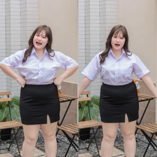 กระโปรงทรงเอ ผ่าหน้า ไซต์ใหญ่ สาวพลัสไซต์ เอว 30-45 ความยาว 16-20“ ผ้าฮานาโกะ