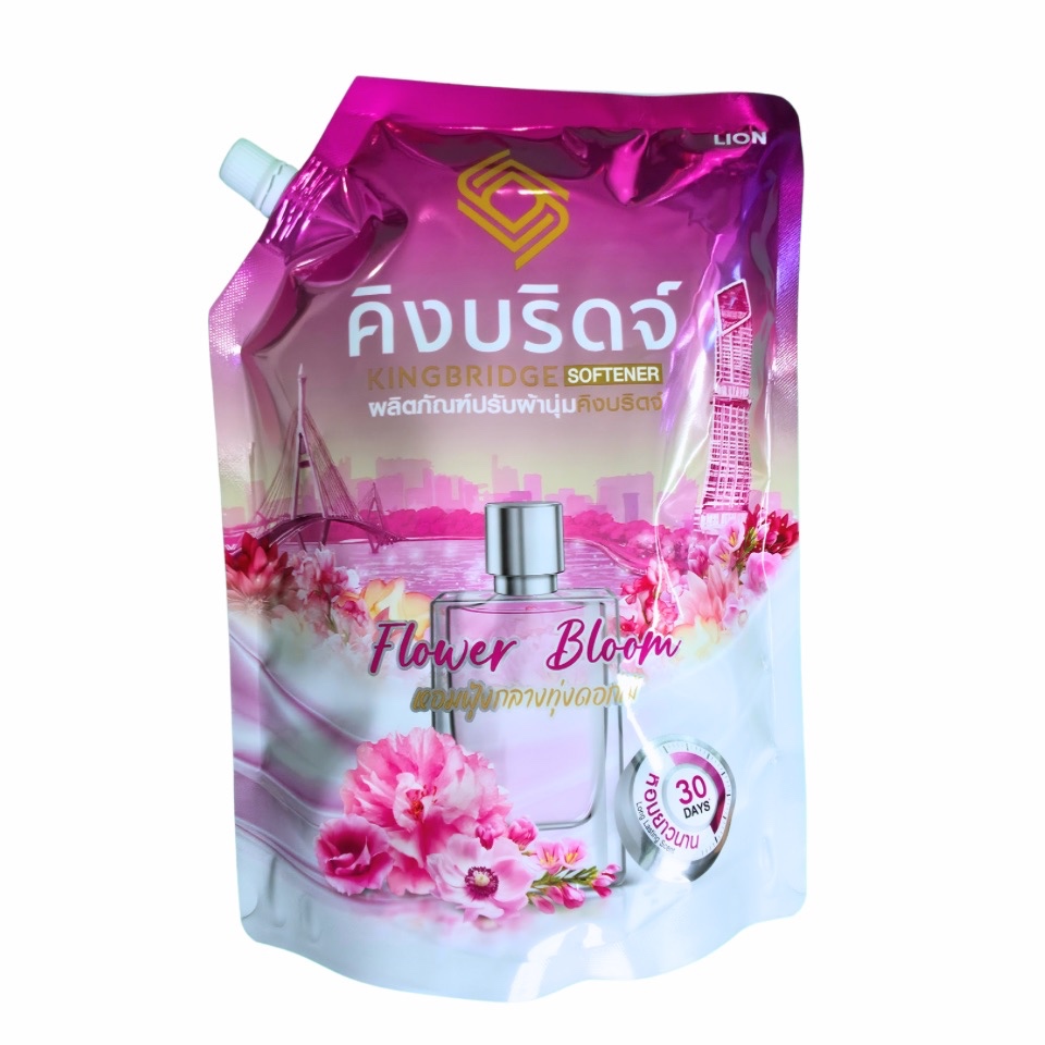 King Bridge น้ำยาปรับผ้านุ่มสีชมพู 1000 มล. x 6 ถุง กลิ่น Flower Bloom หอมฟุ้งกลางทุ่งดอกไม้ ถนอมผ้า - รูปที่ 2