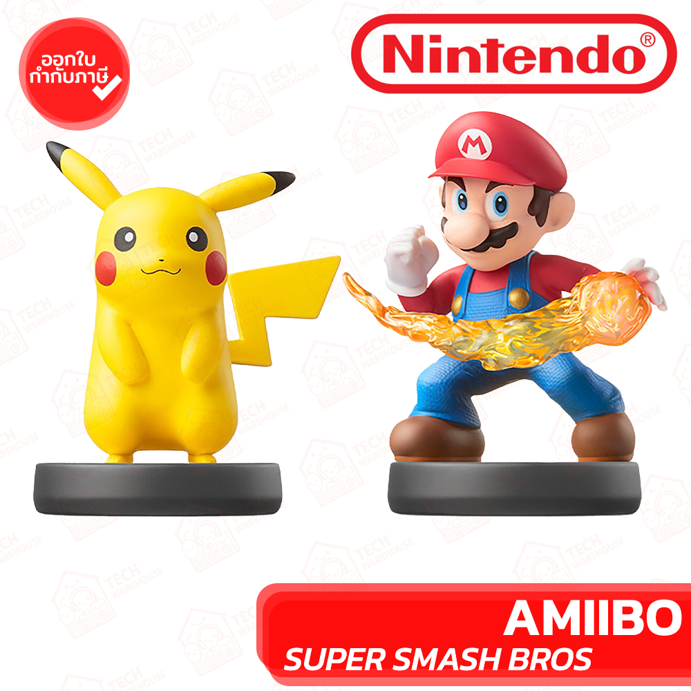 Nintendo Amiibo Super Smash Bros Collection Mario and Pikachu ของแท้