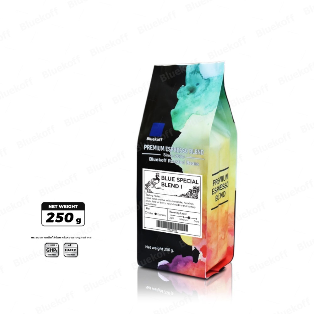 Bluekoff เมล็ดกาแฟเบลนด์ เมล็ดกาแฟคั่ว Blue Special Blend Arabica100%