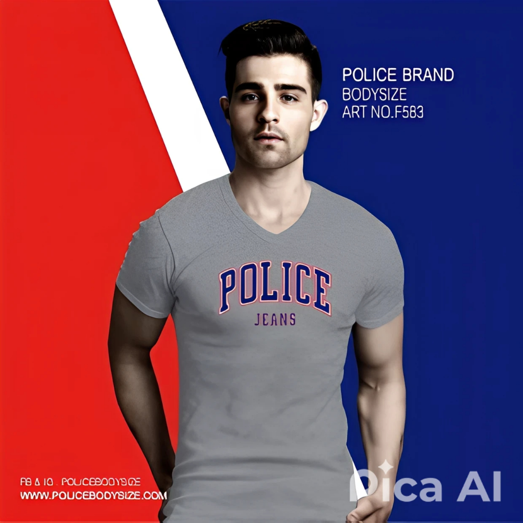 Police Bodysize เสื้อยืดคอกลม ทรง Slim fit พอดีตัว (F583)