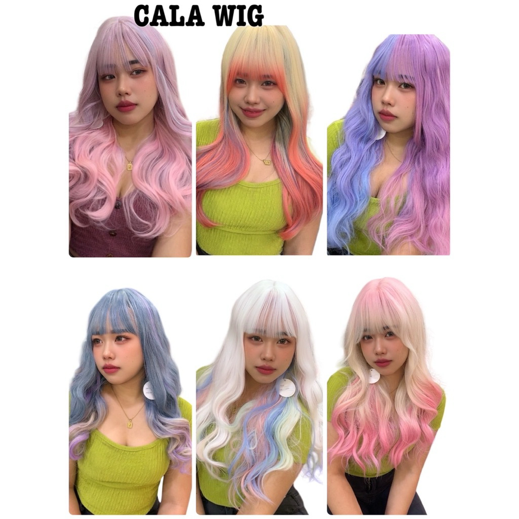 วิกผมสีลอนยาวคอสเพลย์ calawigs🔥ฟ้าใสวิกผม❤️วิกผมเกาหลีสินค้าสวยตามภาพ100%