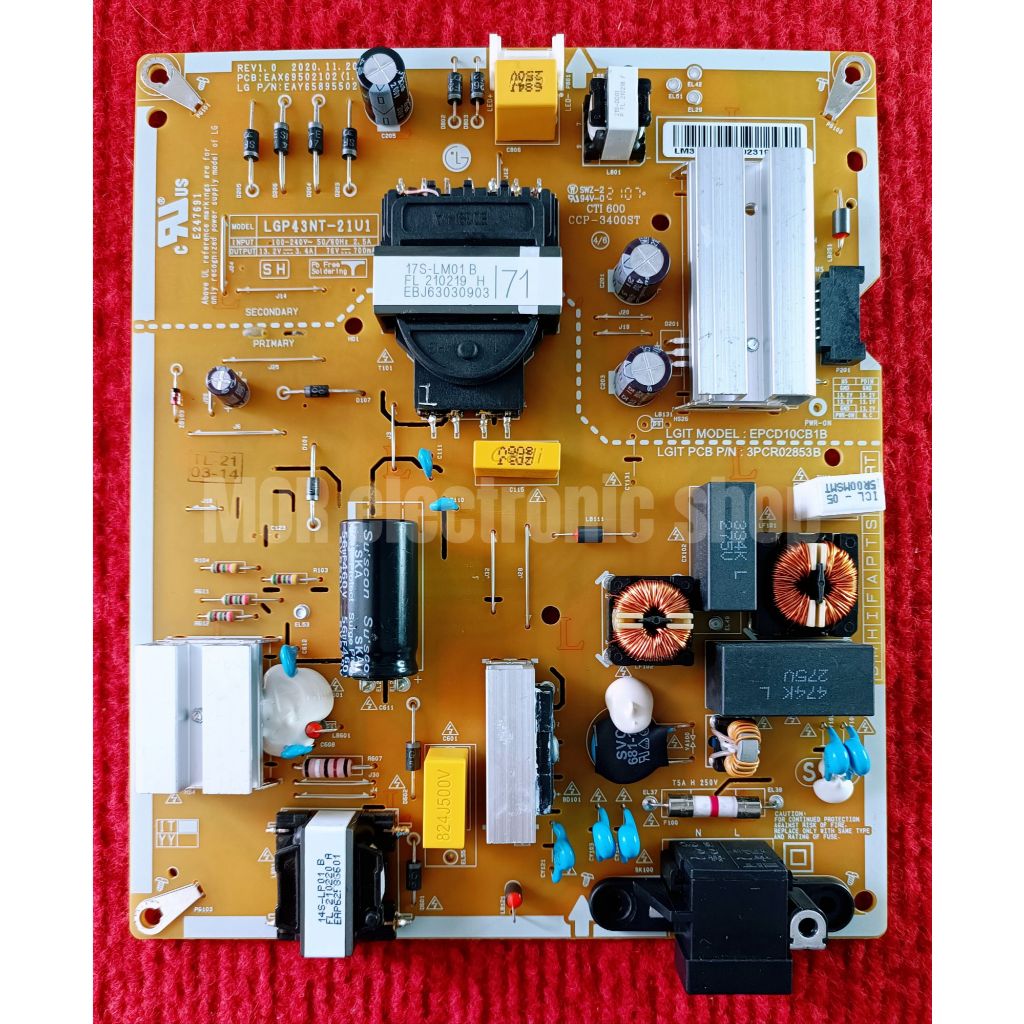 เพาเวอร์ซัพพลายทีวี LG รุ่น 43UP7700PTC , 43UP7750PTB , 43NANO75SQA พาสบอร์ด EAX69502102