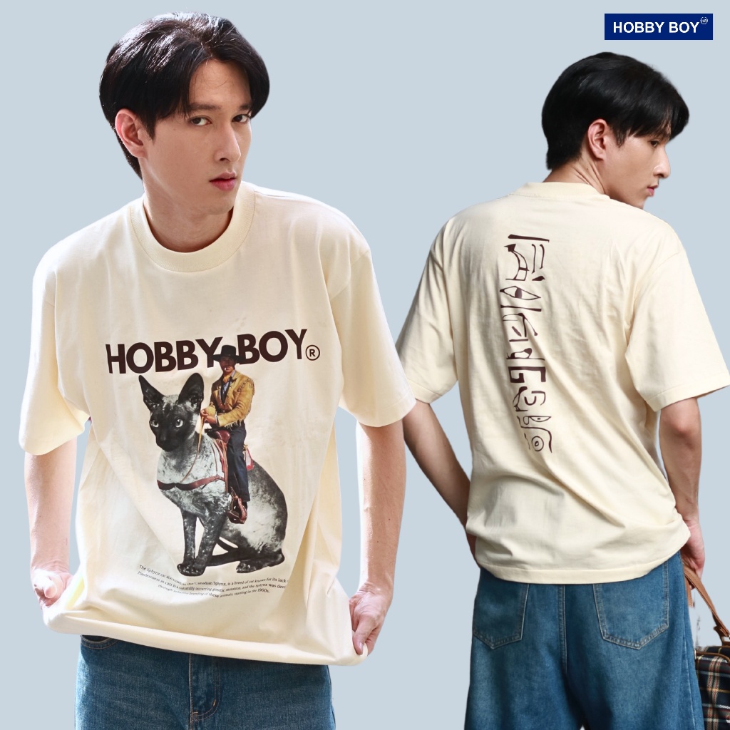 HOBBY BOY - SPHYNX CAT สีครีม เสื้อยืด Unisex