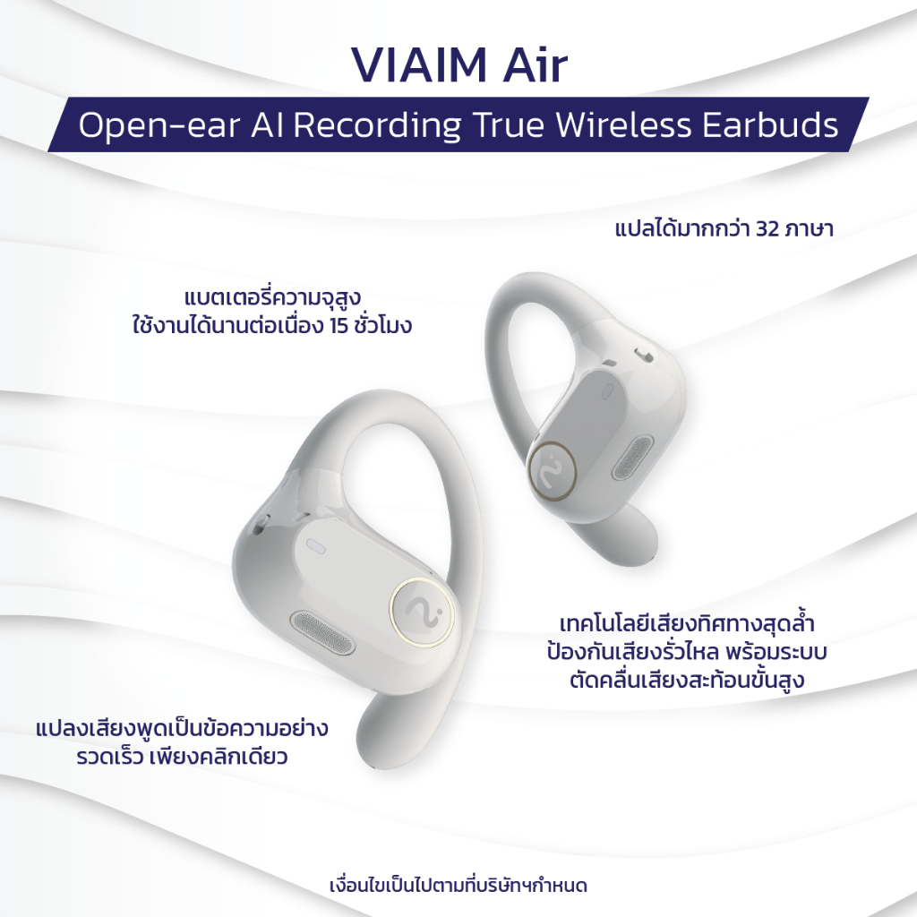 iFLYTEK VIAIM Air XF-A02 หูฟังไร้สายบลูทูธ หูฟังแปลภาษา หูฟังอัจฉริยะ AI กันน้ำ ใช้กับ IOS Android