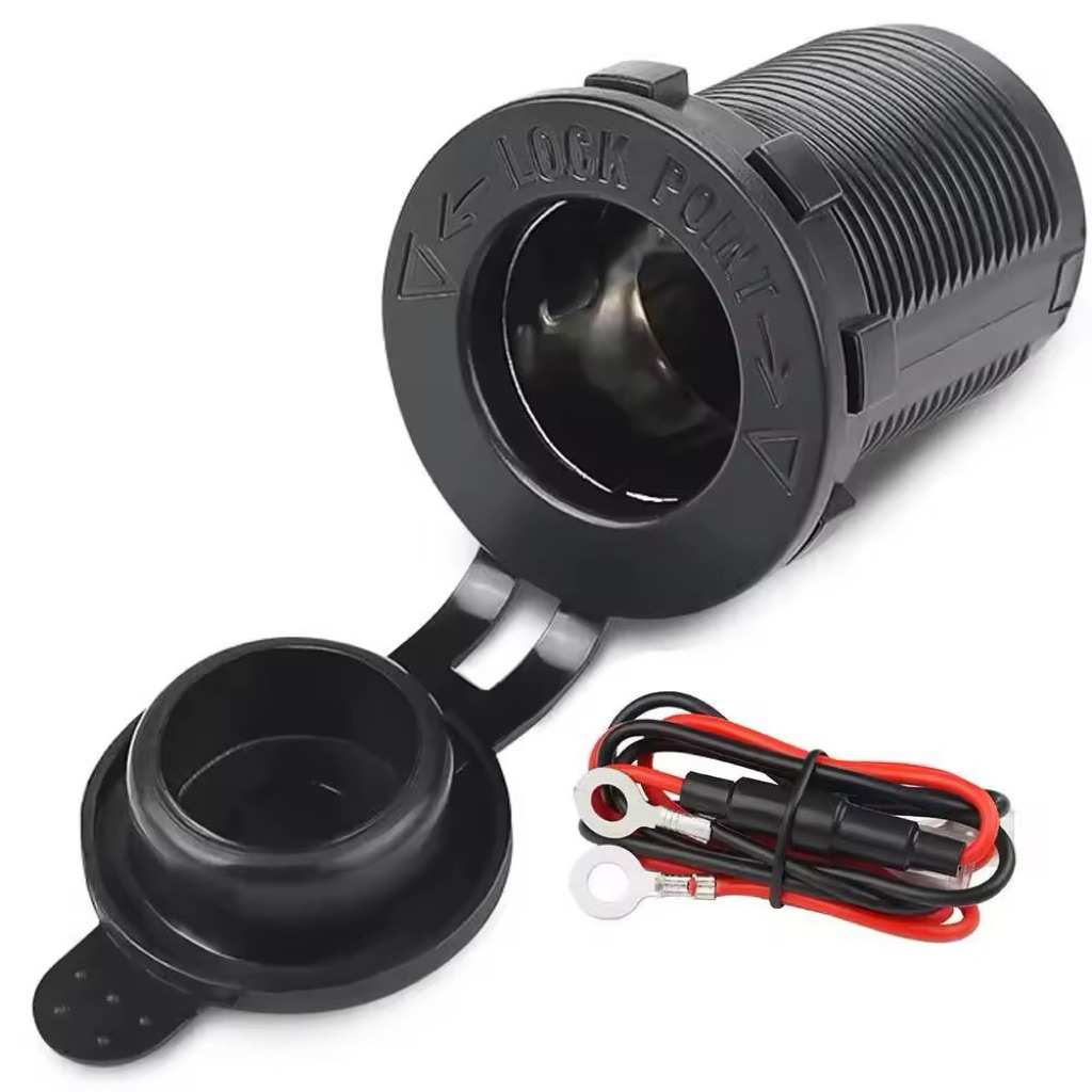 เบ้าเกลียวจุดบุหรี่ / ช่องชาร์จโทรศัพท์ / เบ้าบุหรี่ตัวเมียกันน้ำพร้อมสายต่อแบตเตอร์รี่/ เบ้าบุหรี่ 12-24 Volt