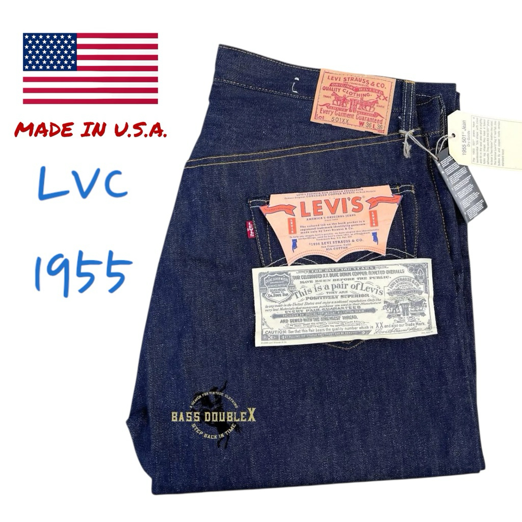 ‼️หายาก‼️LEVI'S LVC 1955 บิ้กอี 501xx ริมแดง ผ้าดิบ กระดุมไม่ตอก MADE IN USA