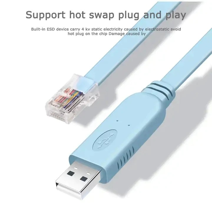 USB To RJ45 Cisco Console / USB TO Type C Console Cable 1.5m Console Cable USB Type A Male to RJ45 M